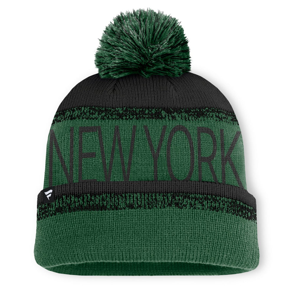 New York Jets Play Action Cuffed Knit Hat with Pom Green/Black