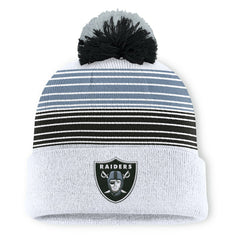 Las Vegas Raiders Ghost Cuffed Knit Hat with Pom White