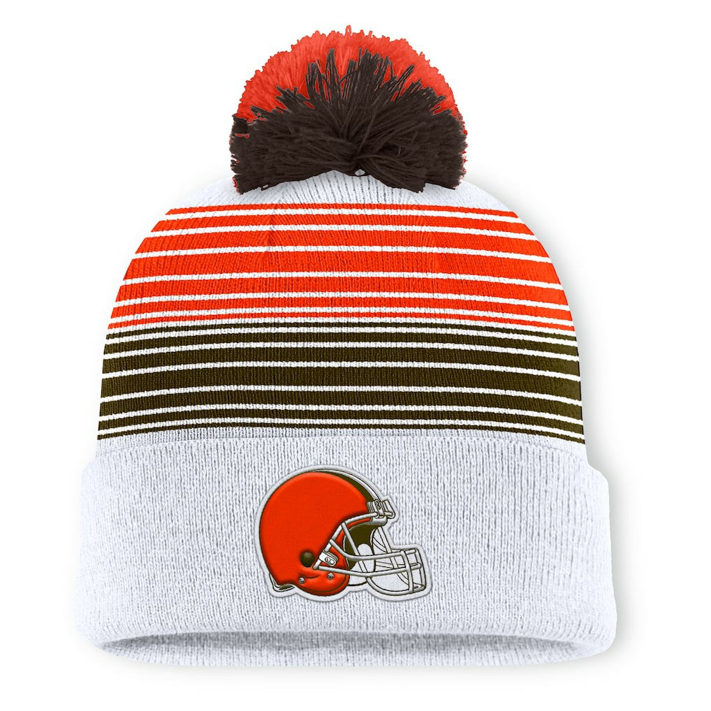 Cleveland Browns Ghost Cuffed Knit Hat with Pom White