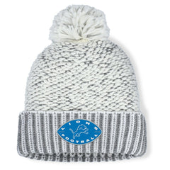 Detroit Lions Women's Pro Set Cuffed Knit Hat with Pom Heather Gray