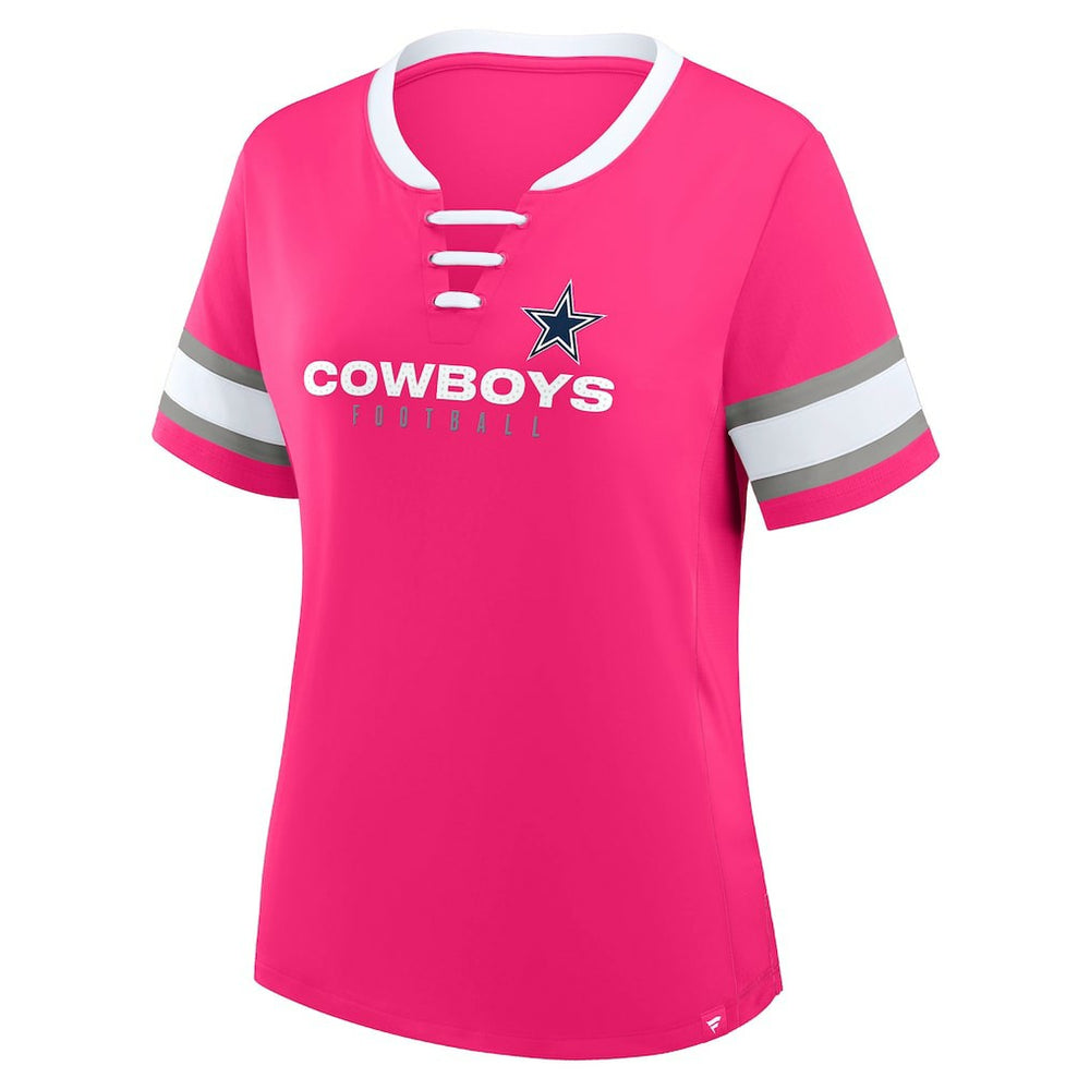 Dallas Cowboys Women's Redzone Draw Play Athena Lace-Up T-Shirt Pink