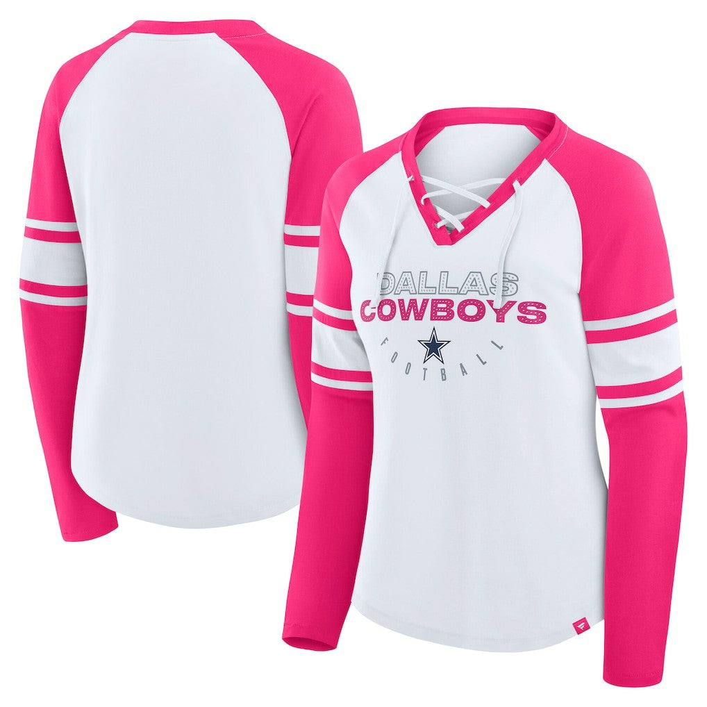 Dallas Cowboys Women's White/Pink NFL Womens Redzone Bling Lace Up LST