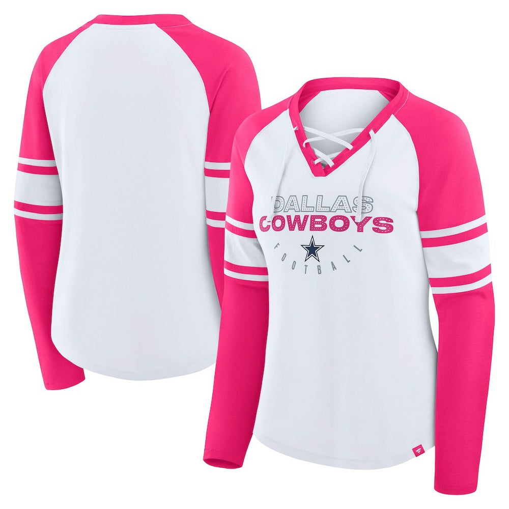 Dallas Cowboys Women's White/Pink NFL Womens Redzone Bling Lace Up LST
