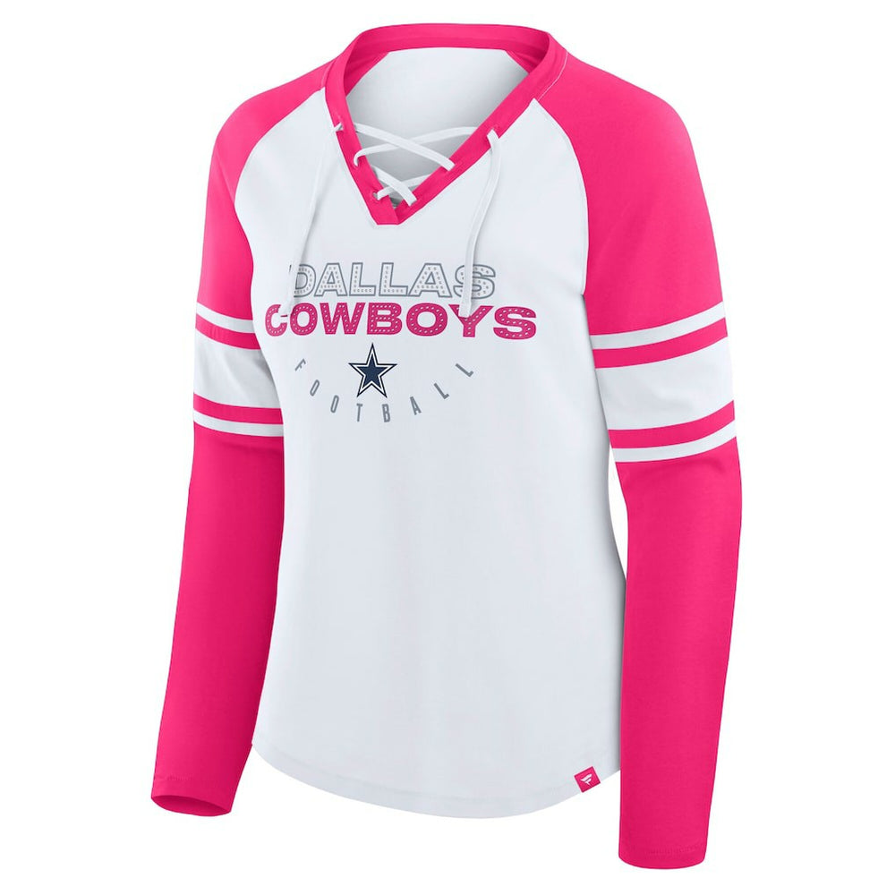 Dallas Cowboys Women's White/Pink NFL Womens Redzone Bling Lace Up LST