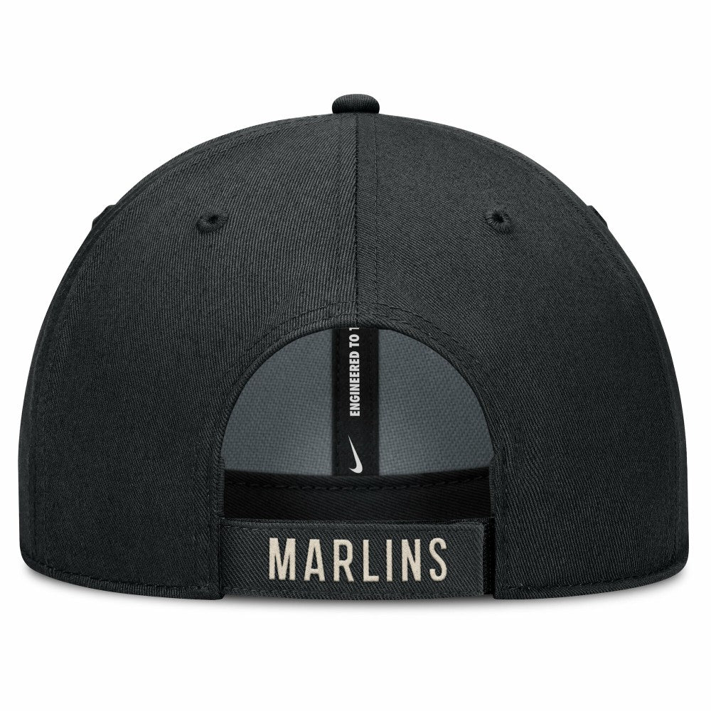 Miami Marlins Nike Statement Club Performance Adjustable Hat - Black/Natural Hats