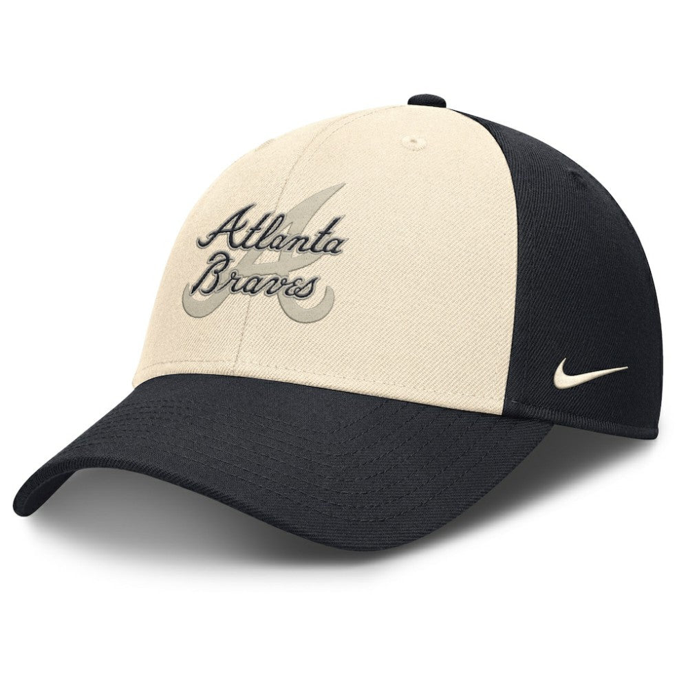 Atlanta Braves Nike Statement Club Performance Adjustable Hat - Navy/Natural Hats