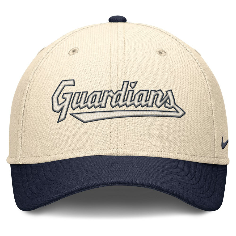Cleveland Guardians Nike Statement Rise Performance Flex Hat - Natural/Navy Hats