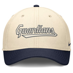 Cleveland Guardians Nike Statement Rise Performance Flex Hat - Natural/Navy Hats