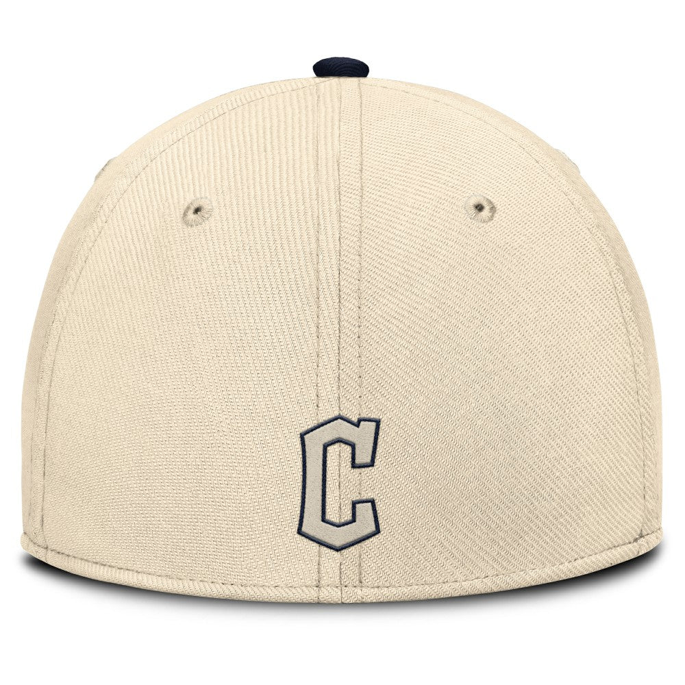 Cleveland Guardians Nike Statement Rise Performance Flex Hat - Natural/Navy Hats