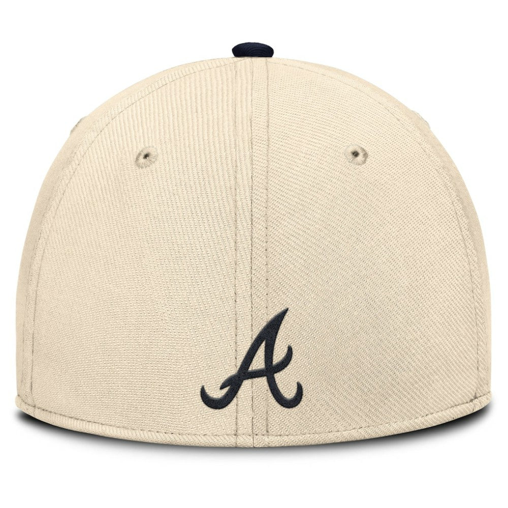 Atlanta Braves Nike Statement Rise Performance Flex Hat - Natural/Navy Hats