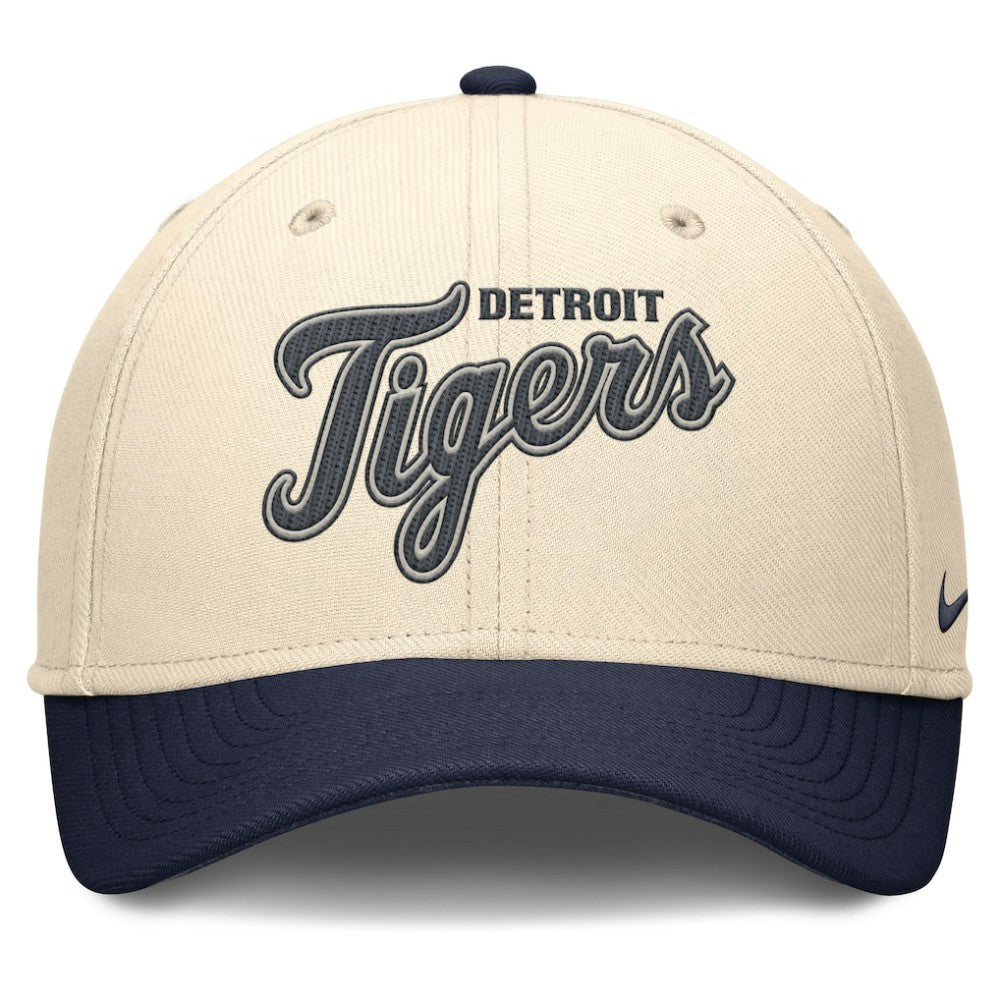 Detroit Tigers Nike Statement Rise Performance Flex Hat - Natural/Navy Hats