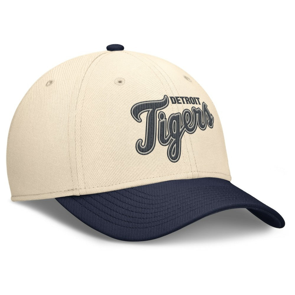 Detroit Tigers Nike Statement Rise Performance Flex Hat - Natural/Navy Hats