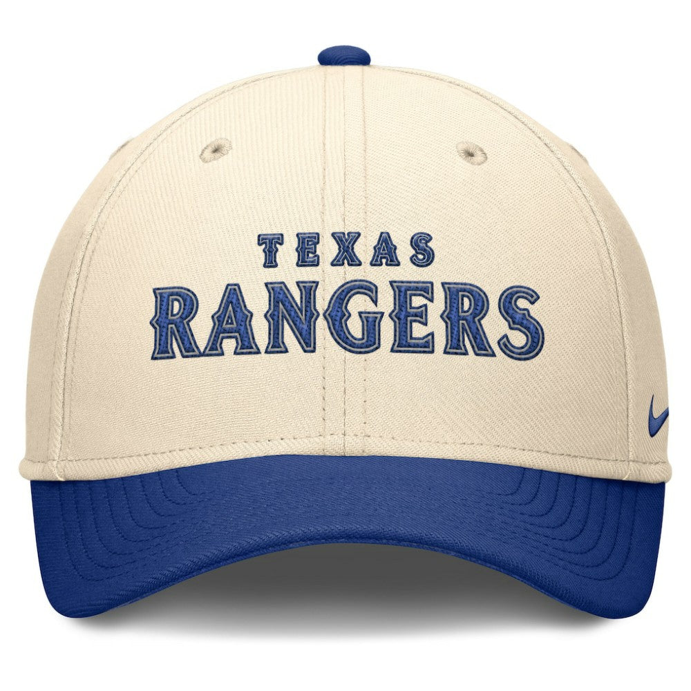 Texas Rangers Nike Statement Rise Performance Flex Hat - Natural/Royal Hats