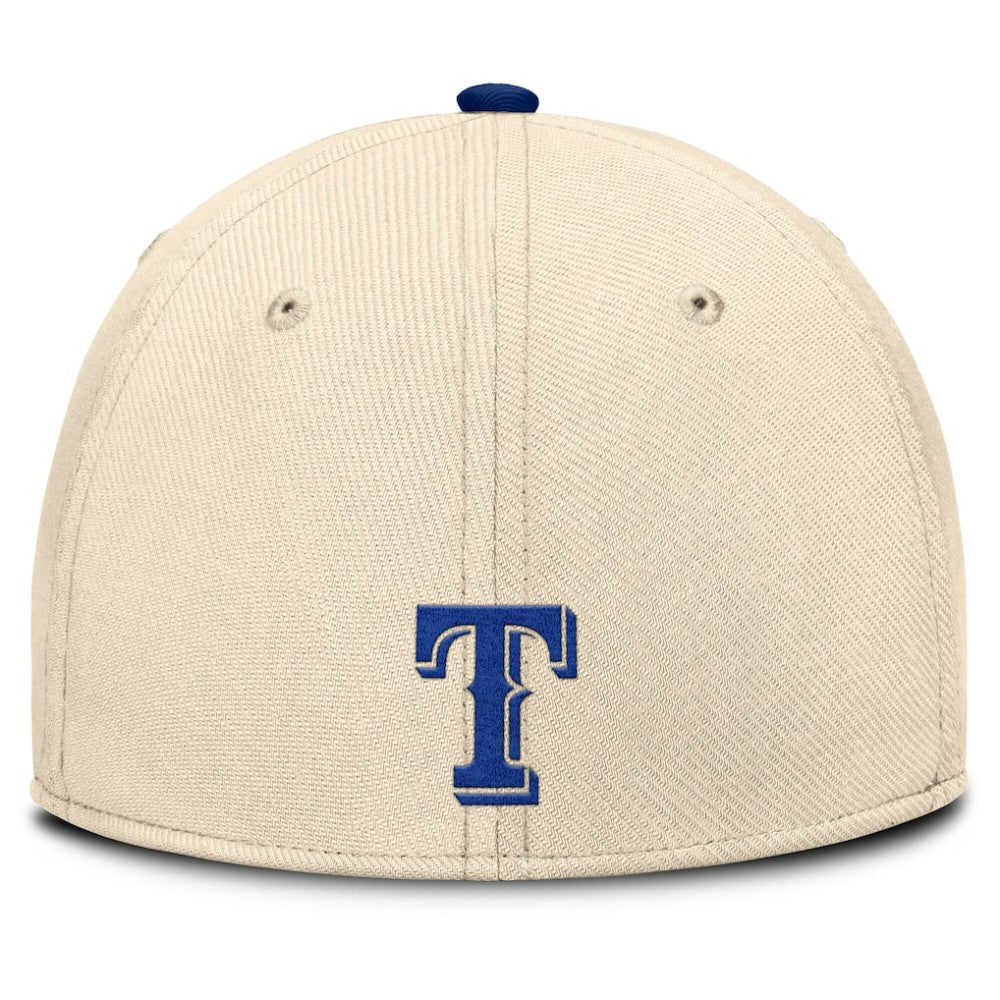 Texas Rangers Nike Statement Rise Performance Flex Hat - Natural/Royal Hats