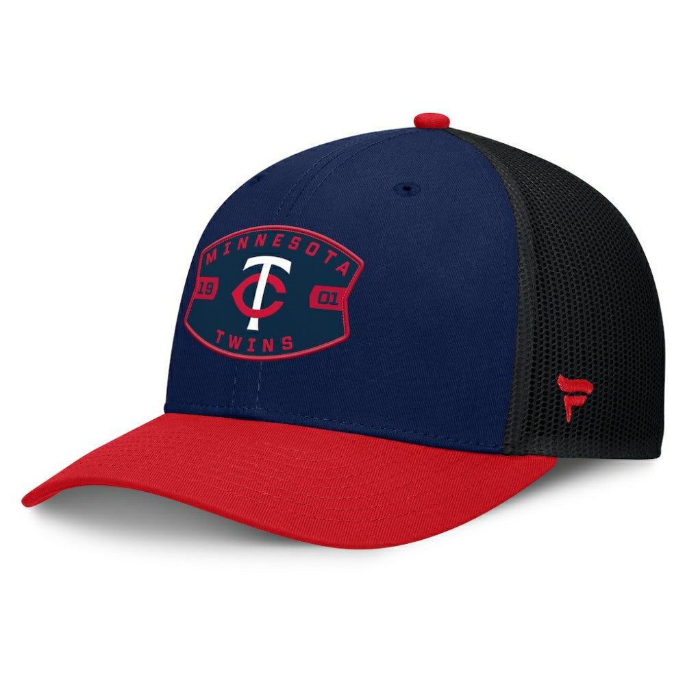 Minnesota Twins Fanatics Cutoff Adjustable Trucker Hat - Navy/Red Hats