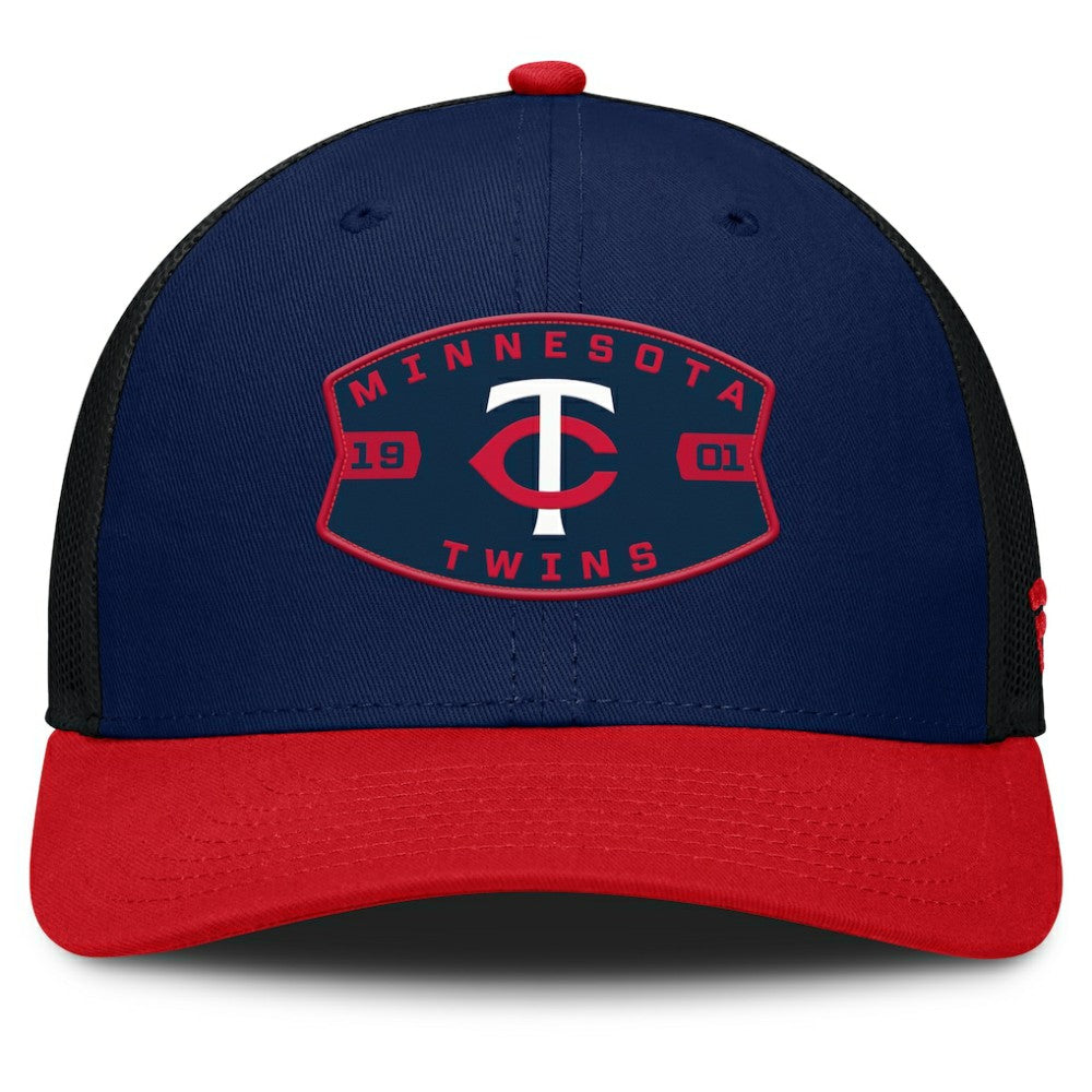 Minnesota Twins Fanatics Cutoff Adjustable Trucker Hat - Navy/Red Hats