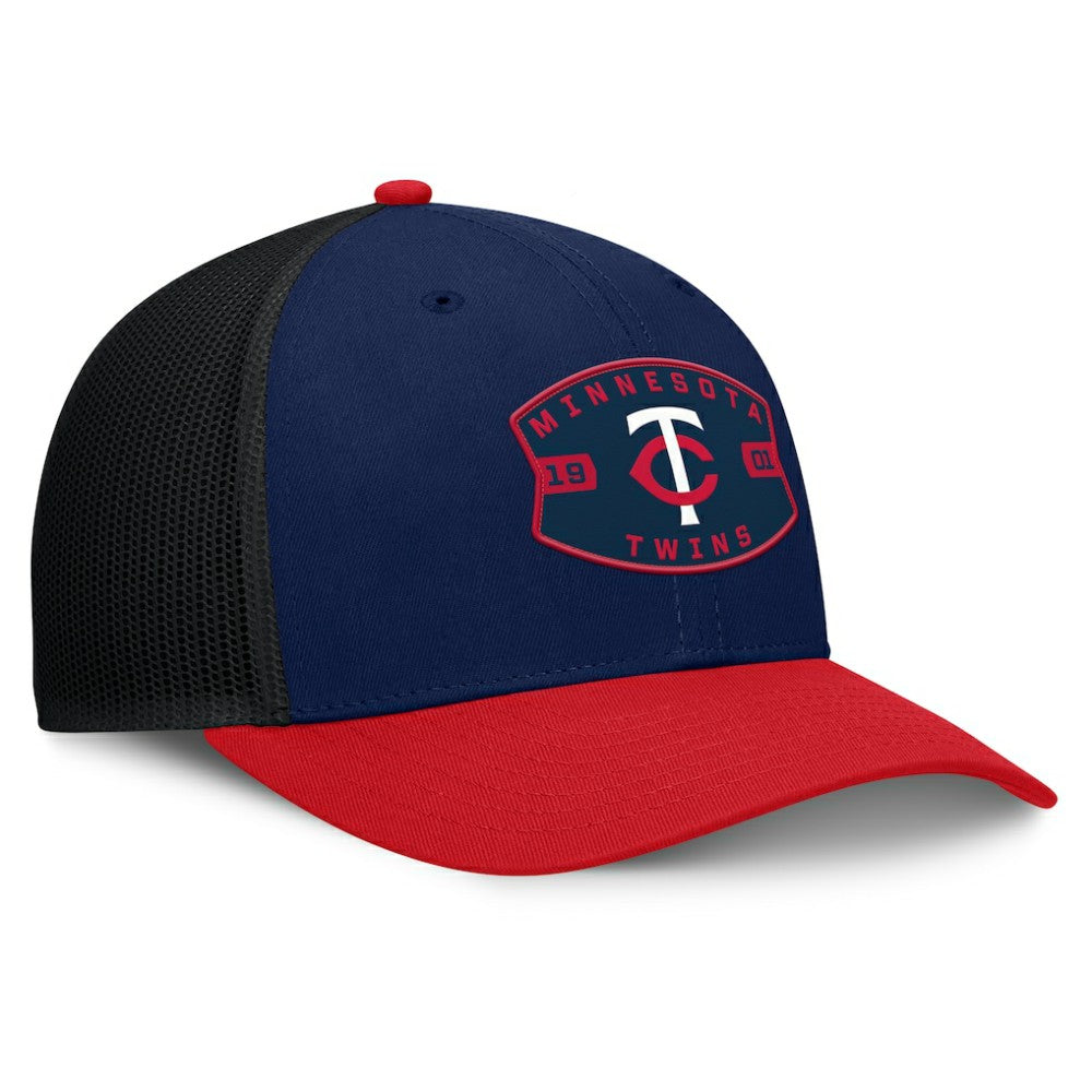 Minnesota Twins Fanatics Cutoff Adjustable Trucker Hat - Navy/Red Hats