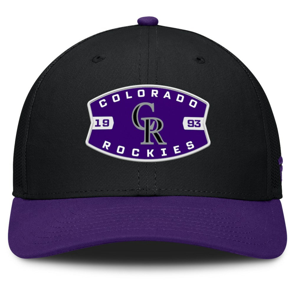 Colorado Rockies Fanatics Cutoff Adjustable Trucker Hat - Black/Purple Hats