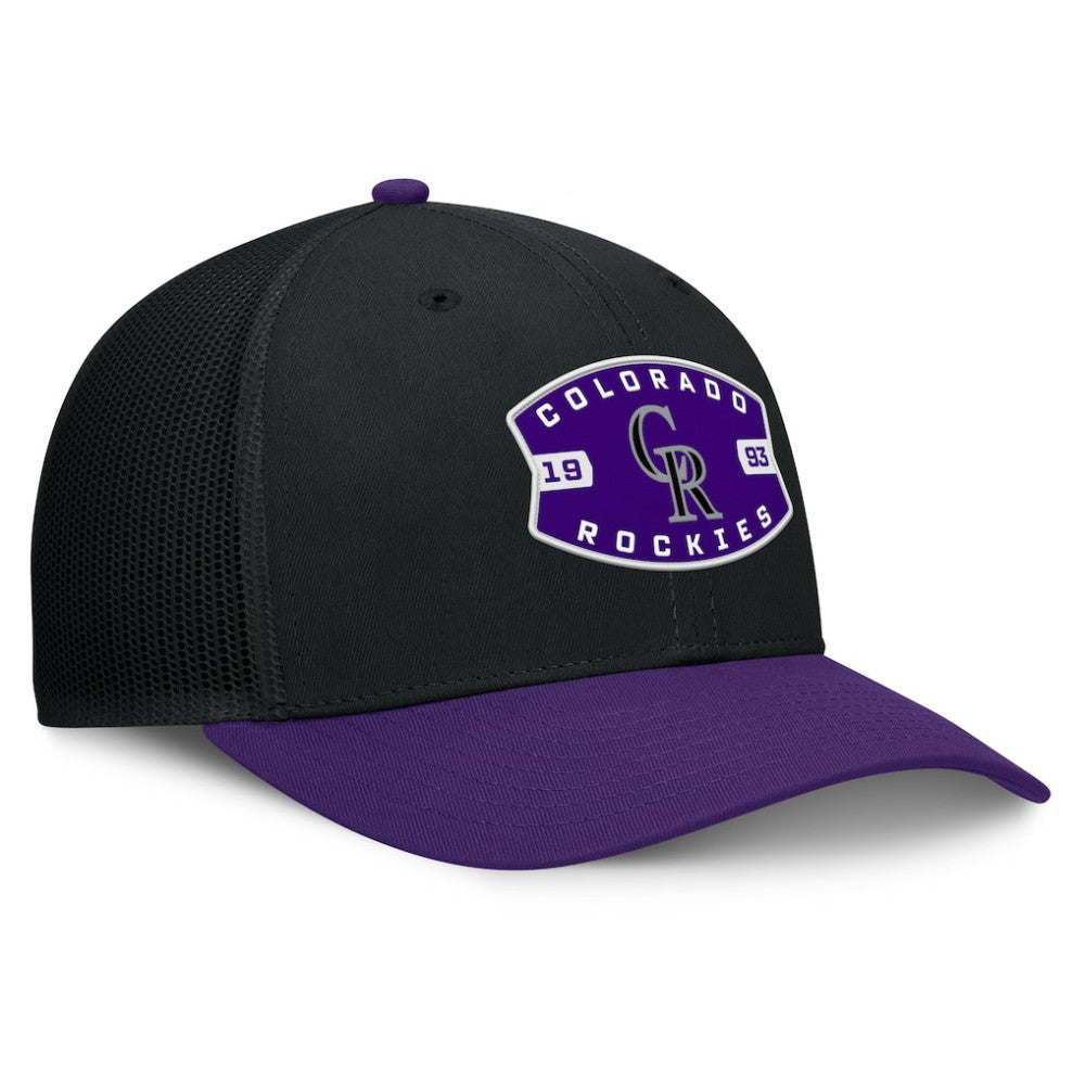 Colorado Rockies Fanatics Cutoff Adjustable Trucker Hat - Black/Purple Hats