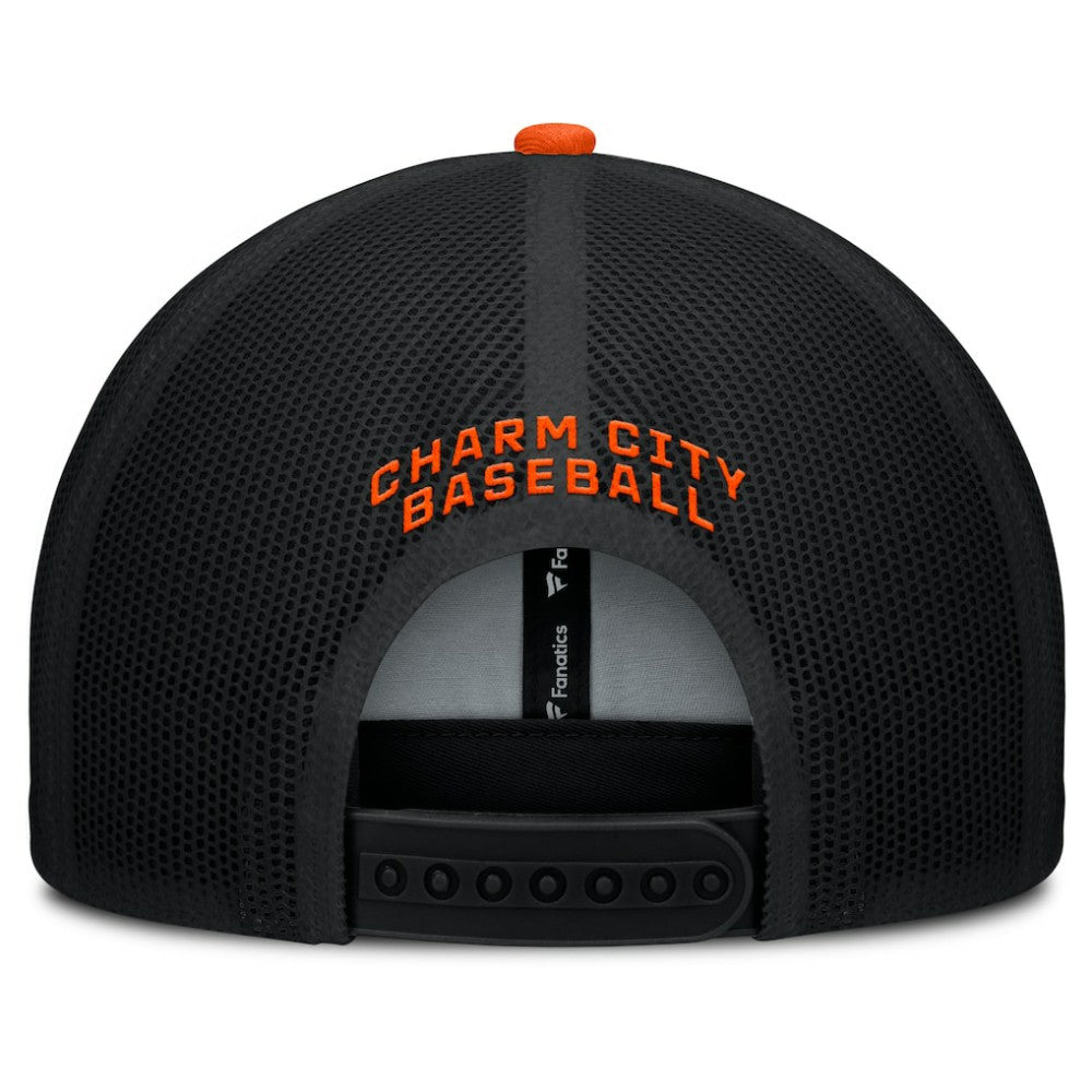 Baltimore Orioles Fanatics Cutoff Adjustable Trucker Hat - Black/Orange Hats
