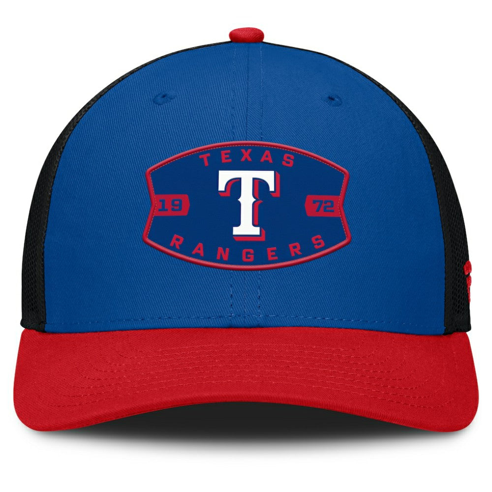 Texas Rangers Fanatics Cutoff Adjustable Trucker Hat - Royal/Red Hats