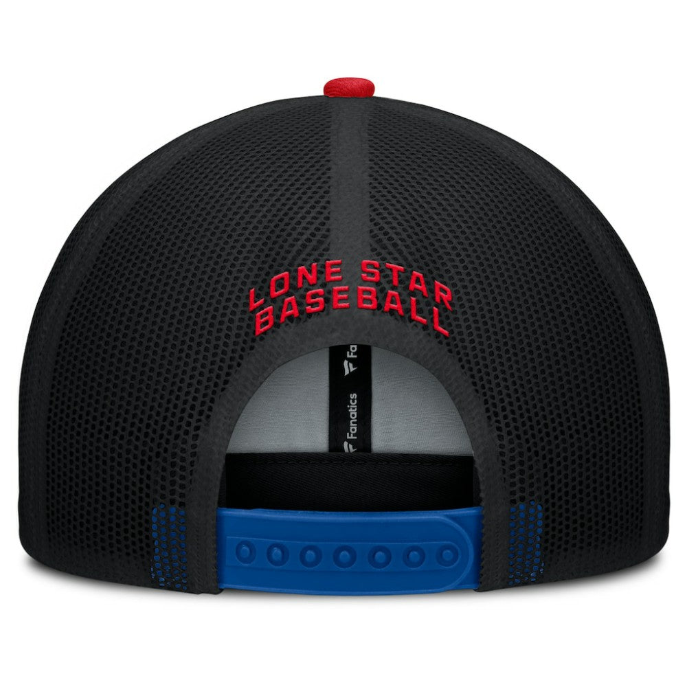 Texas Rangers Fanatics Cutoff Adjustable Trucker Hat - Royal/Red Hats