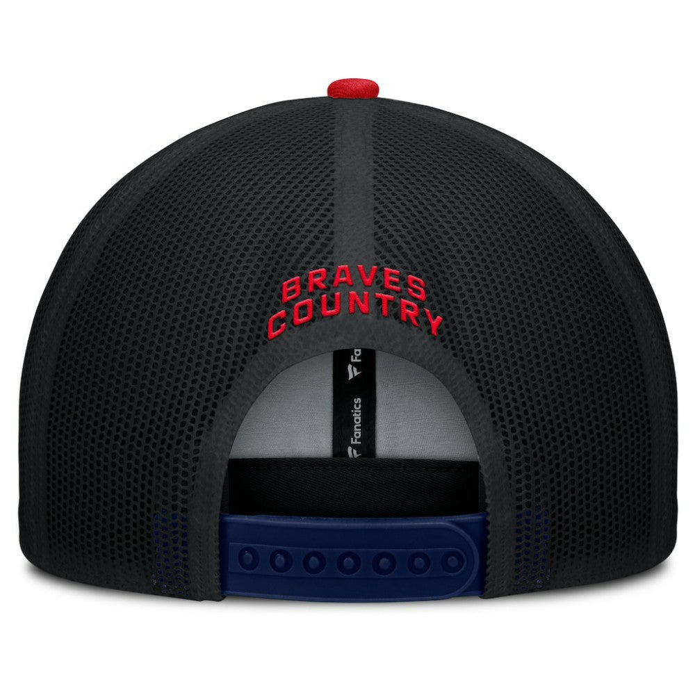Atlanta Braves Fanatics Cutoff Adjustable Trucker Hat - Navy/Red Hats