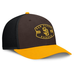 San Diego Padres Fanatics Cutoff Adjustable Trucker Hat - Brown/Gold Hats