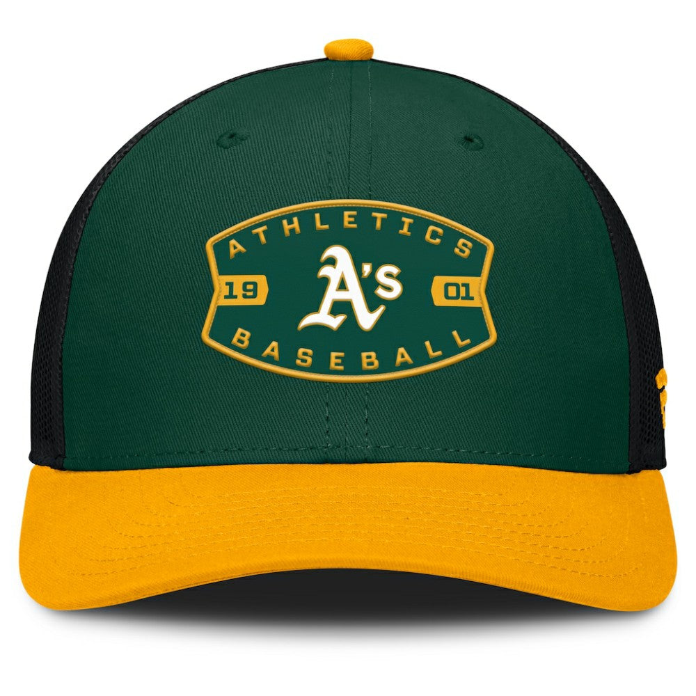 Athletics Fanatics Cutoff Adjustable Trucker Hat - Green/Gold Hats