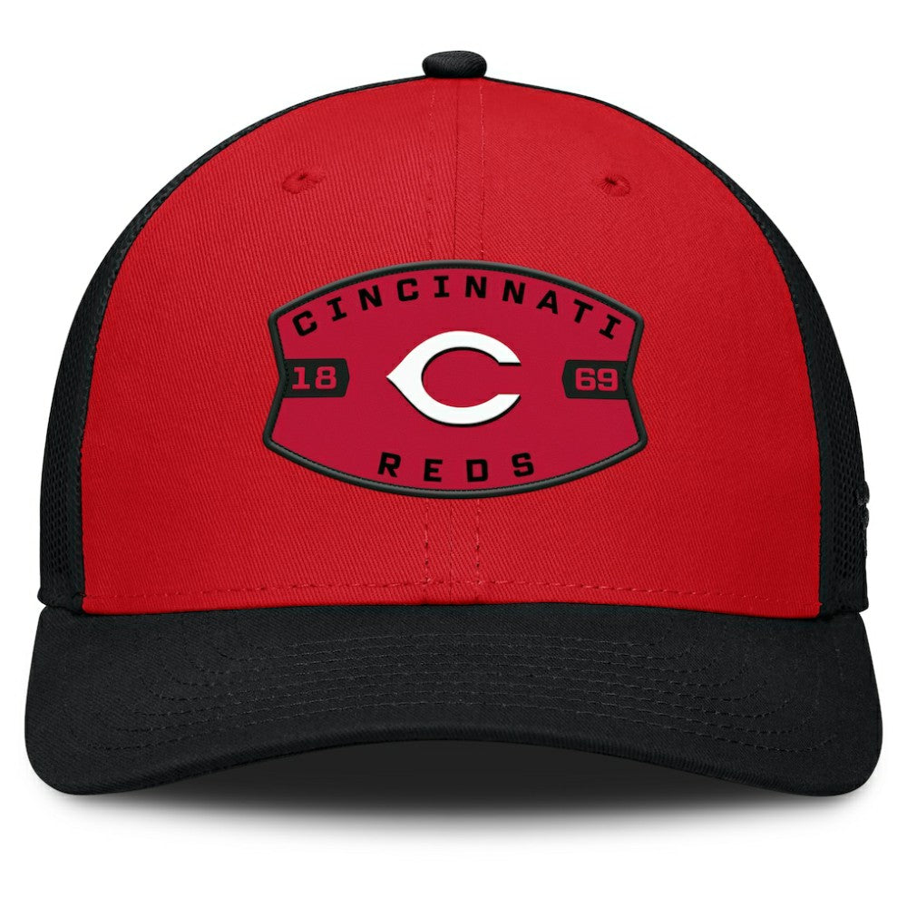 Cincinnati Reds Fanatics Cutoff Adjustable Trucker Hat - Red/Black Hats