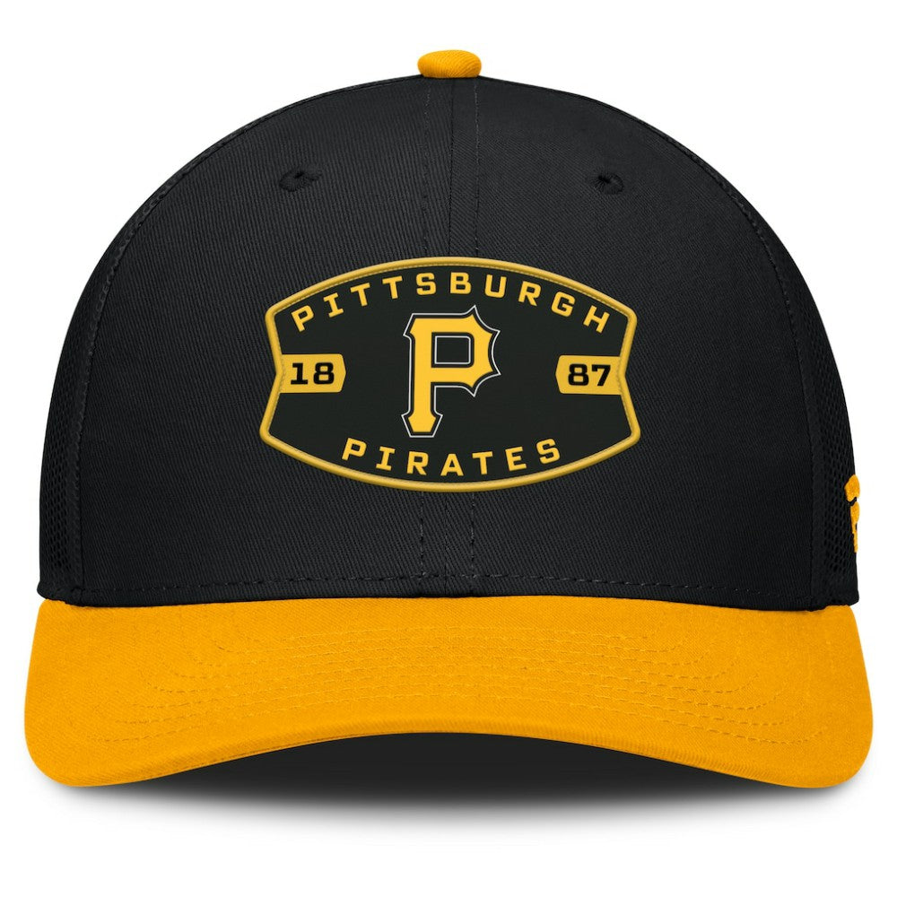 Pittsburgh Pirates Fanatics Cutoff Adjustable Trucker Hat - Black/Gold Hats
