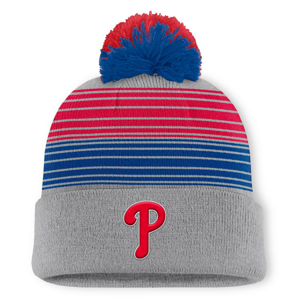 Philadelphia Phillies Fanatics Balk Cuffed Knit Hat with Pom - Gray Hats