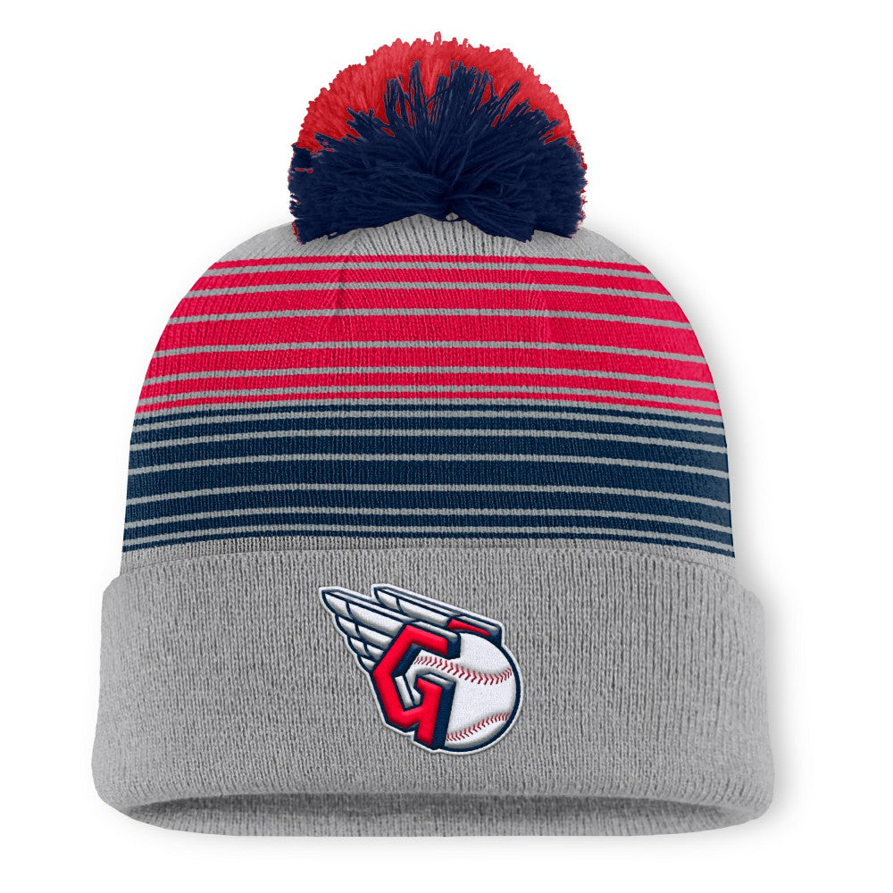 Cleveland Guardians Fanatics Balk Cuffed Knit Hat with Pom - Gray Hats
