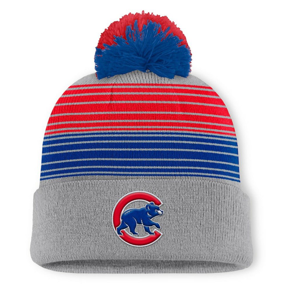 Chicago Cubs Fanatics Balk Cuffed Knit Hat with Pom - Gray Hats