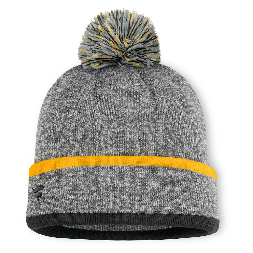 Pittsburgh Pirates Fanatics Backstop Cuffed Knit Hat with Pom - Heather Gray Hats