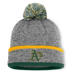 Athletics Fanatics Backstop Cuffed Knit Hat with Pom - Heather Gray Hats