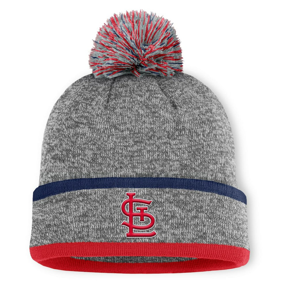 St. Louis Cardinals Fanatics Backstop Cuffed Knit Hat with Pom - Heather Gray Hats
