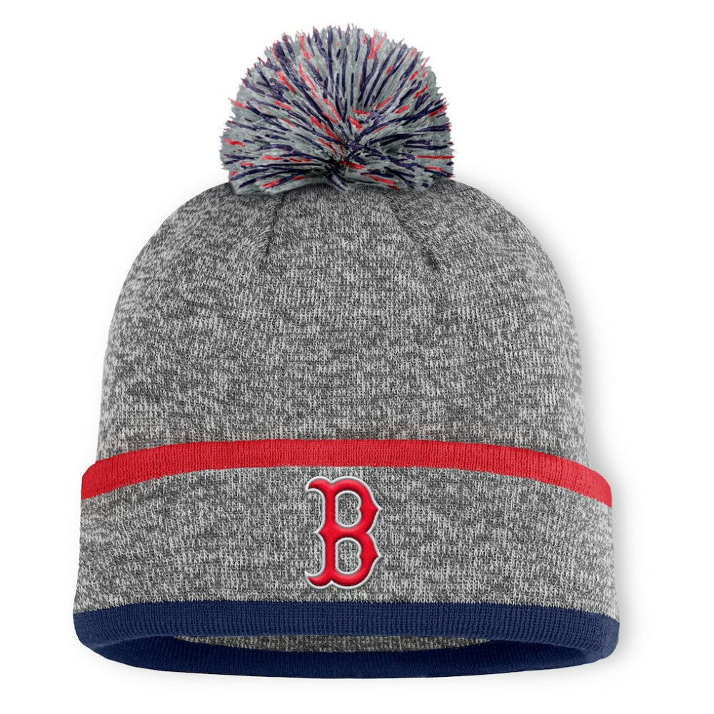 Boston Red Sox Fanatics Backstop Cuffed Knit Hat with Pom - Heather Gray Hats