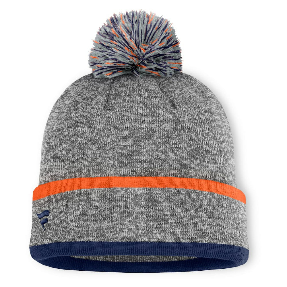 Detroit Tigers Fanatics Backstop Cuffed Knit Hat with Pom - Heather Gray Hats