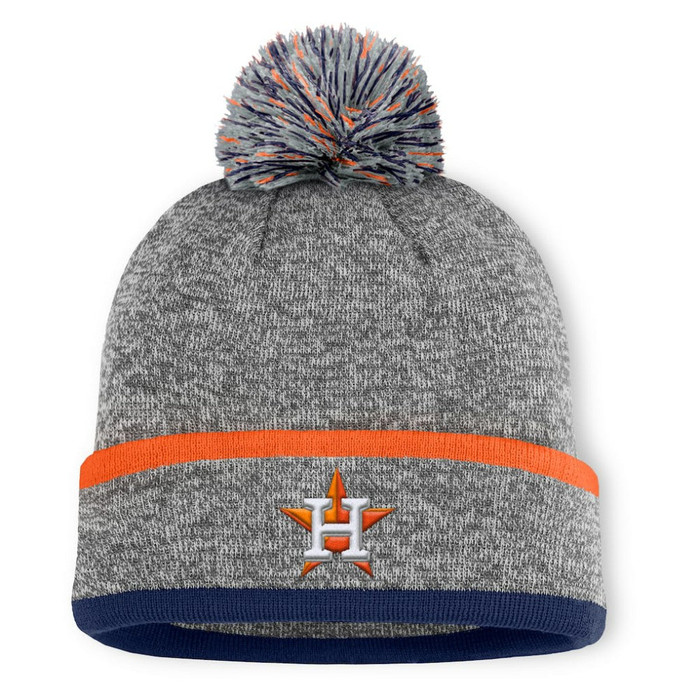 Houston Astros Fanatics Backstop Cuffed Knit Hat with Pom - Heather Gray Hats