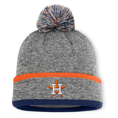 Houston Astros Fanatics Backstop Cuffed Knit Hat with Pom - Heather Gray Hats
