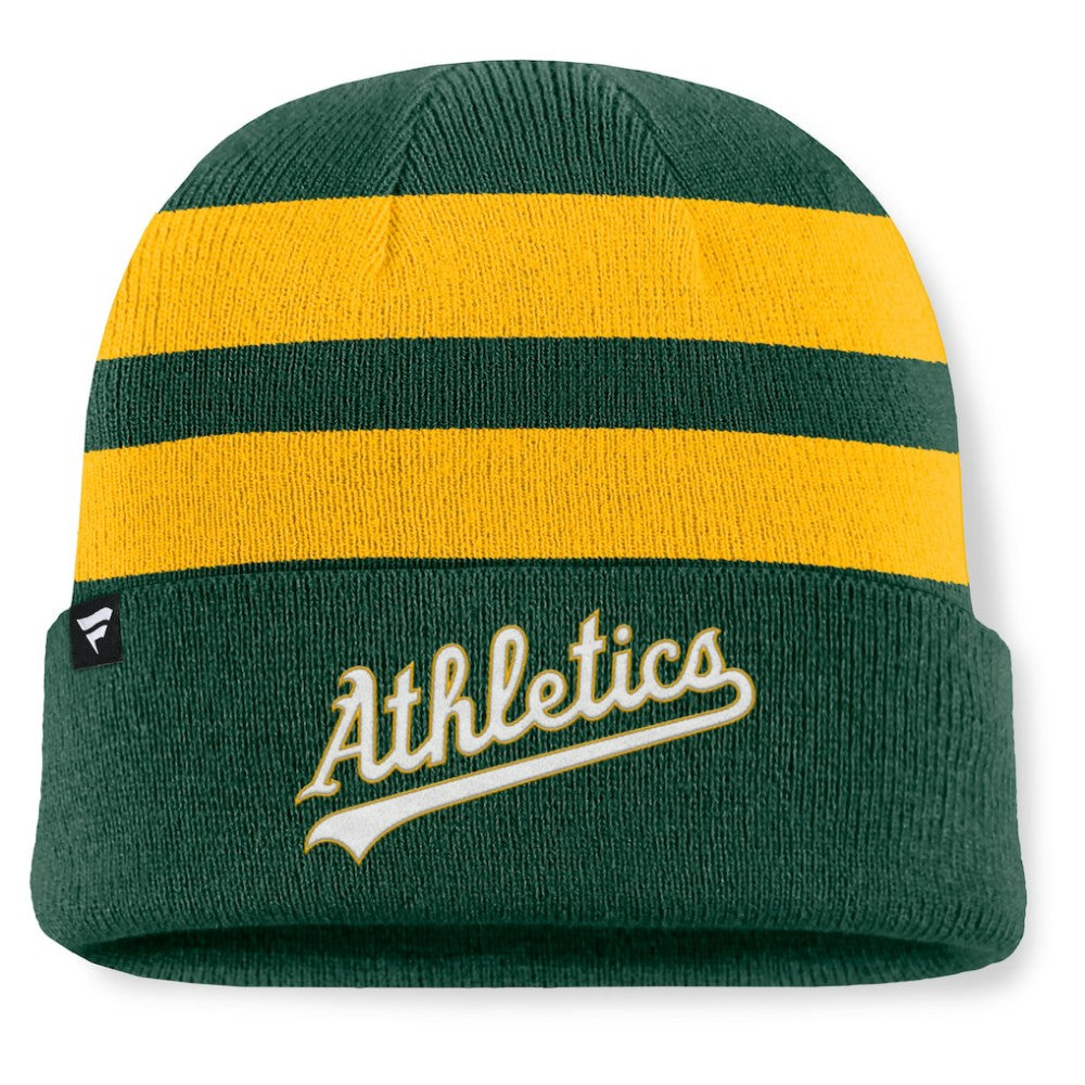 Athletics Fanatics Baseline Cuffed Knit Hat - Green Hats
