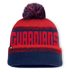 Cleveland Guardians Fanatics No-Doubter Cuffed Knit Hat with Pom - Navy/Red Hats
