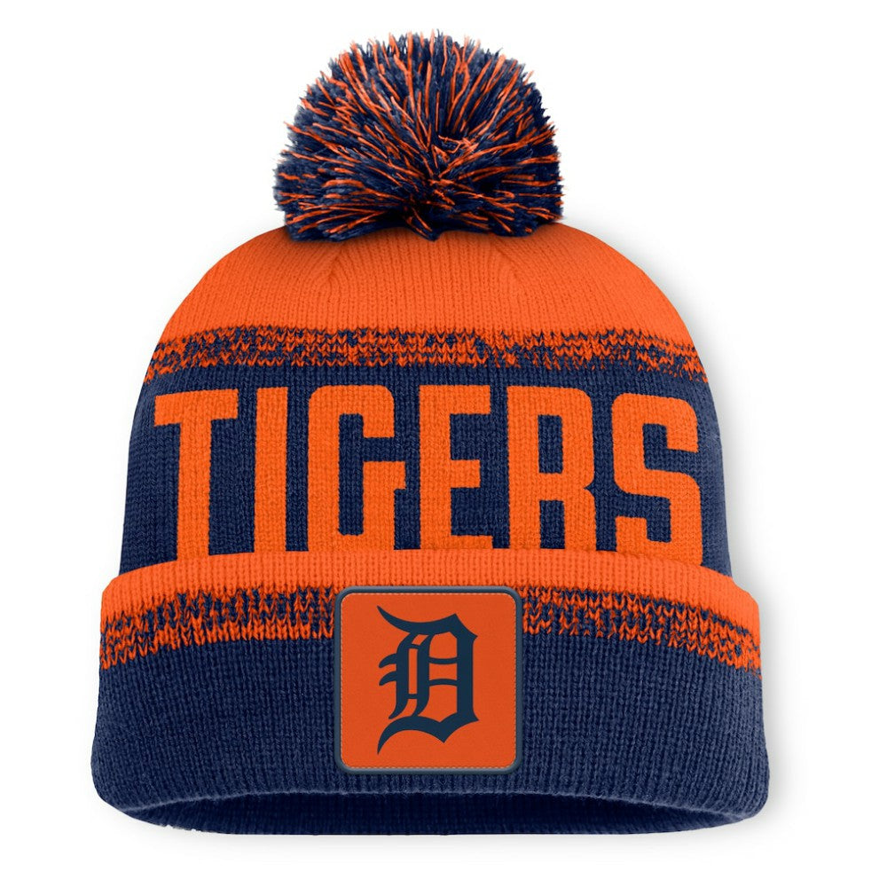 Detroit Tigers Fanatics No-Doubter Cuffed Knit Hat with Pom - Navy/Orange Hats