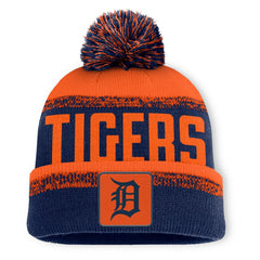 Detroit Tigers Fanatics No-Doubter Cuffed Knit Hat with Pom - Navy/Orange Hats