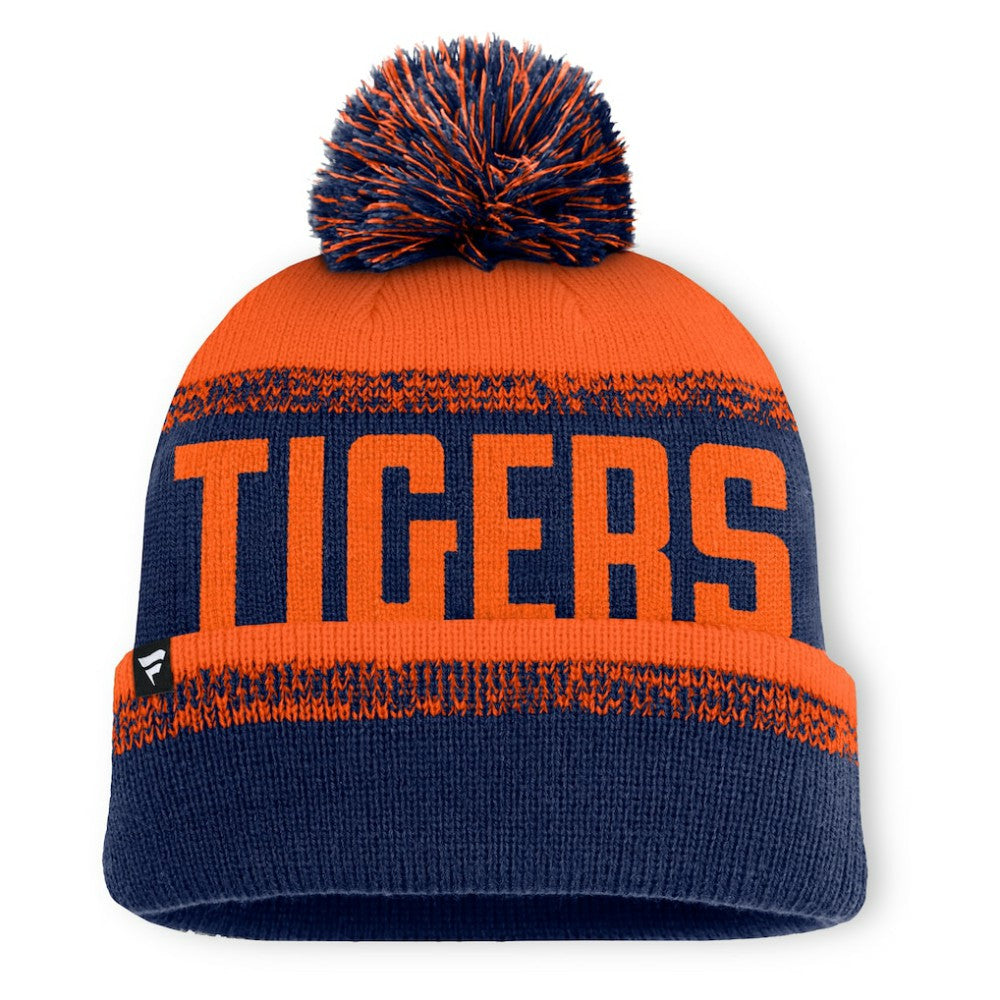 Detroit Tigers Fanatics No-Doubter Cuffed Knit Hat with Pom - Navy/Orange Hats
