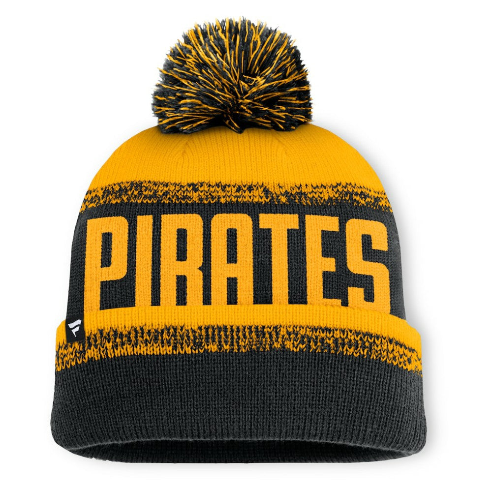 Pittsburgh Pirates Fanatics No-Doubter Cuffed Knit Hat with Pom - Black/Gold Hats