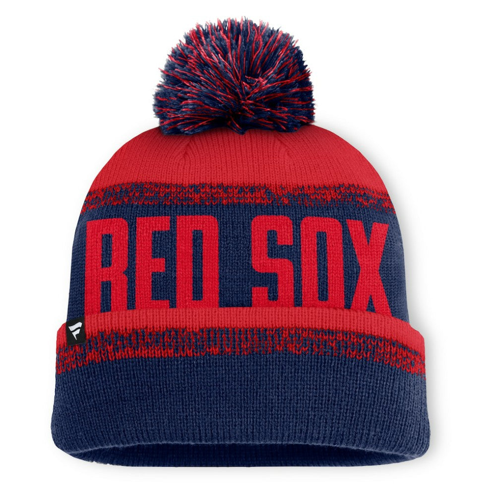 Boston Red Sox Fanatics No-Doubter Cuffed Knit Hat with Pom - Navy/Red Hats