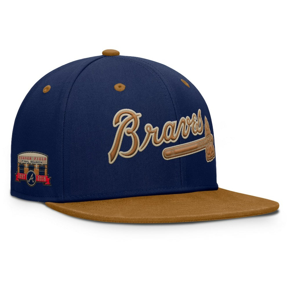 Atlanta Braves Fanatics Splinter Fitted Hat - Navy/Tan Hats