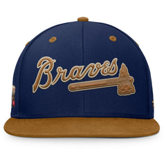 Atlanta Braves Fanatics Splinter Fitted Hat - Navy/Tan Hats